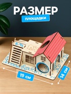 Комплекс-площадка для грызунов, 19×14 см, 2 домика и горка, фанера - Фото 3
