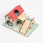 Комплекс-площадка для грызунов, 19×14 см, 2 домика и горка, фанера - Фото 5