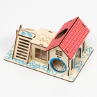 Комплекс-площадка для грызунов, 19×14 см, 2 домика и горка, фанера - Фото 7