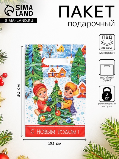 Пакет «Зимние забавы», полиэтиленовый с вырубной ручкой, 20×30 см