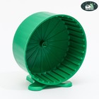 Колесо для грызунов полузакрытое пластиковое, с подставкой, 14 см, зеленый микс - фото 9421704