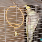 Качели для птиц круглые d 11,5 см, с колокольчиком, бежевые - фото 318676231