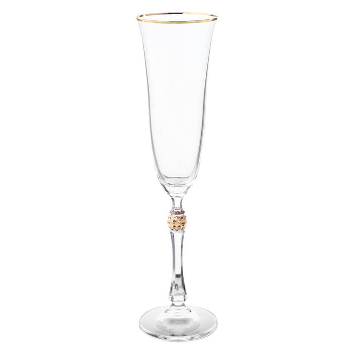Набор бокалов для шампанского Parus, декор «Отводка золото, золотой шар», 190 мл x 6 шт. - Фото 1