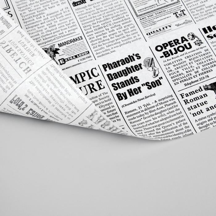 Бумага упаковочная "Газета", жиростойкая, с парафином 39 х 39 см - фото 1882276318