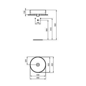 

Раковина Ideal Standard STRADA II Round Vessel T295901, перелив, без отверстия под смеситель