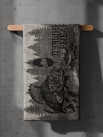 Полотенце махровое Этель «Лучший рыбак», 50×90 см, 100% хлопок, 420 г/м², коричневое