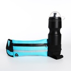 Сумка для бега на пояс, со светоотражающими элементами, с отверстием для наушников, с креплением для бутылки, 24×1×10 см, голубая - Фото 3