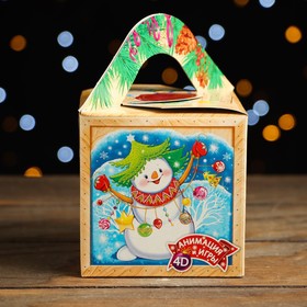 Подарочная новогодняя коробка «Почтальон», кубик малый, с анимацией, 9×9×9 см, набор 10 шт.