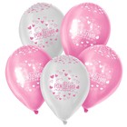 Воздушный шар латексный 12" «Мамочка, с днём рождения», пастель, цвет розовый, белый, 25 шт. - фото 66200143