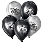 Воздушный шар латексный 12" «Мото дня рождения», цвет серебро, чёрный, хром, 50 шт. - фото 66200147