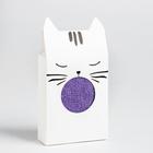 Полотенце подарочное Экономь и Я «Котик» 30*60 см, сиреневый, 100% хл, 320 г/м2 - фото 25349274