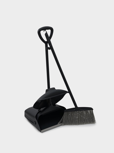 Щётка для пола, с совком-ловушкой, с крышкой, серая