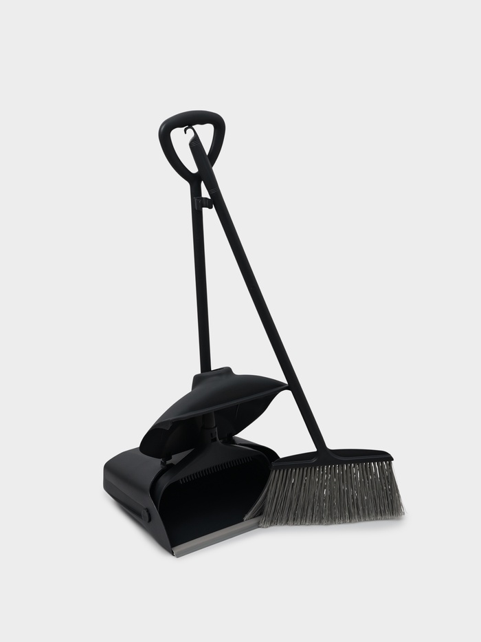 Щётка для пола, с совком-ловушкой, с крышкой, серая - Фото 1