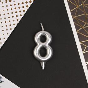 Свеча для торта, цифра «8», серебро, 3 х 6 см (комплект 2 шт)