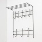 Вешалка настенная с полкой на 8 крючков, 60×25×74,5 см, цвет серебряный - Фото 1