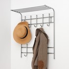 Вешалка настенная с полкой на 8 крючков, 60×25×74,5 см, цвет серебряный - Фото 4