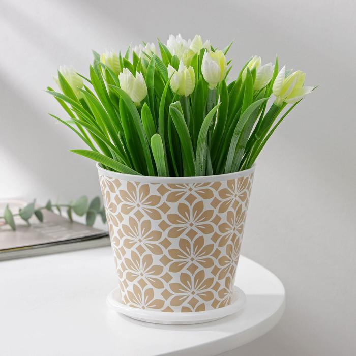 Горшок для цветов Доляна «Кракле», 800 мл, цвет белый - Фото 1