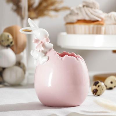 Конфетница керамическая «Зайка», 8,5×8,9×14,5 см, цвет розовый