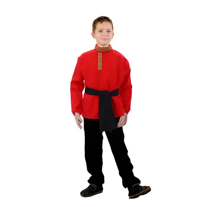Рубаха с кушаком, цвет красный, 6-7 лет - Фото 1
