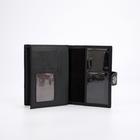 Портмоне мужское на магните, 2 в 1, для автодокументов и паспорта, цвет чёрный - фото 53016255