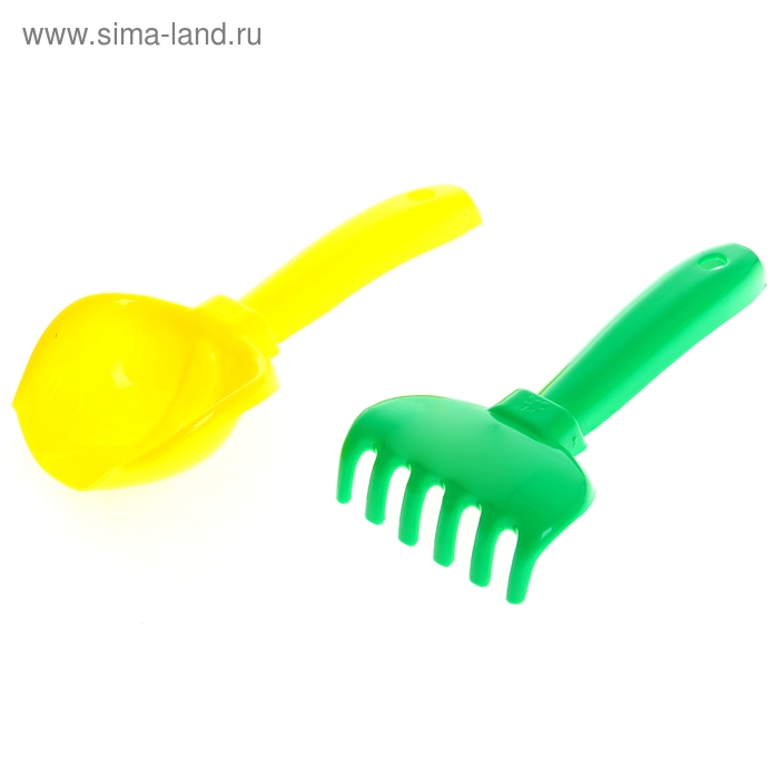 Набор песочный: совок красный, грабельки №2, цвета МИКС - Фото 1