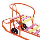 Санки «Погодки. Универсал 1», с выдвижными колёсами, цвет оранжевый - Фото 4