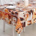 Клеёнка на стол на тканевой основе Доляна «Кофе», рулон 20 метров, ширина 137 см, цвет оранжевый - Фото 2