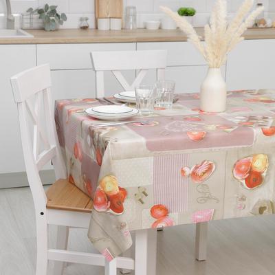 Клеёнка на стол на тканевой основе Доляна «Нежность», рулон 20 метров, ширина 137 см, общая толщина 0.22 мм, цвет бежевый