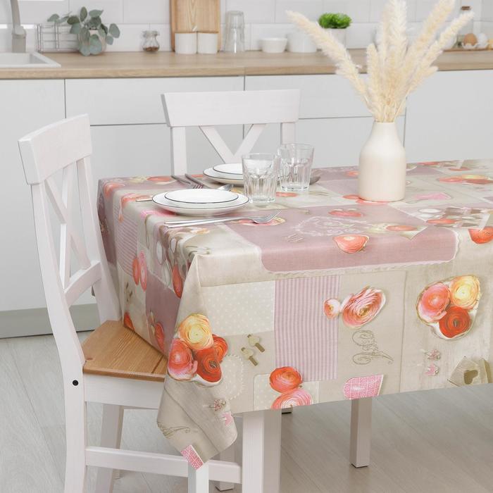 Клеёнка на стол на тканевой основе Доляна «Нежность», рулон 20 метров, ширина 137 см, общая толщина 0,22 мм, цвет бежевый - Фото 1