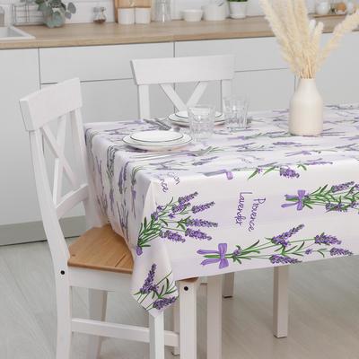 Клеёнка на стол Доляна «Лаванда», на тканевой основе, рулон 20 метров, ширина 137 см, общая толщина 0.22 мм