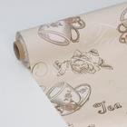 Клеёнка на стол Доляна «Чай», на тканевой основе, рулон 20 м, ширина 137 см, общая толщина 0.22 мм, бежевая - Фото 4