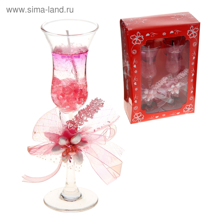 Свечи гелевые (набор 2 шт) "Цветок", цвет розовый - Фото 1