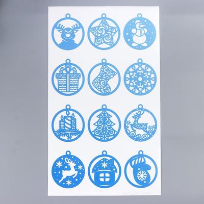 Декоративные наклейки новогодние «Подвески: ёлочные игрушки», белый фон, 30×50 см