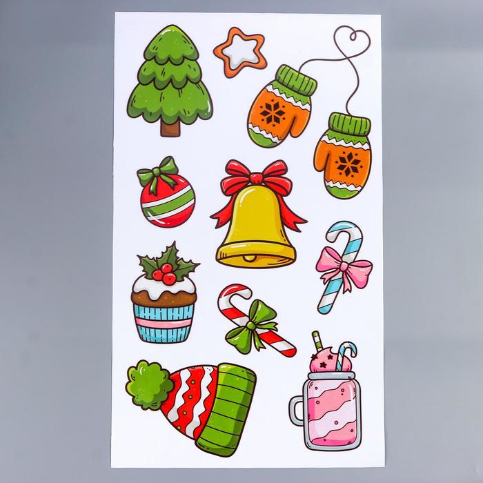 Интерьерная наклейка «Новогодние сладости», прозрачный фон, 30×50 см - Фото 1