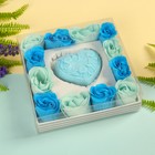 Мыльные лепестки 12 роз + мыло 60 гр "Сердце в цветочках", голубой, аромат океан - Фото 3
