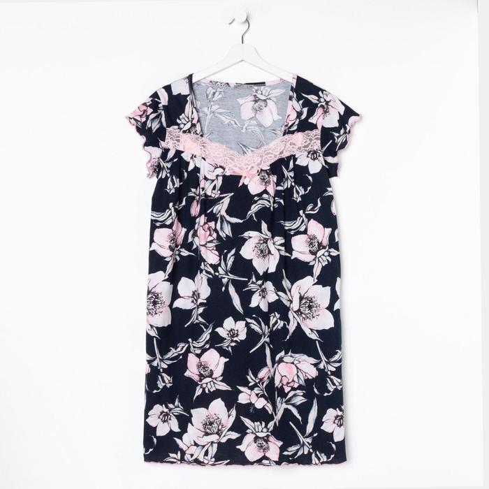 Ночная сорочка женская, цвет тёмно-синий, размер 50 - Фото 1