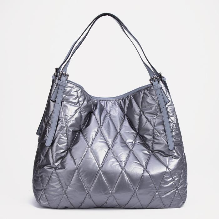 Сумка-шопер, стеганая, отдел на молнии, цвет серый - Фото 1