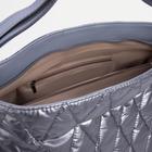 Сумка-шопер, стеганая, отдел на молнии, цвет серый - Фото 3
