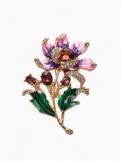 Брошь «Цветок», полевой, цветная в золоте