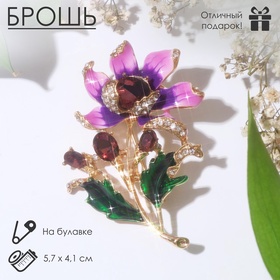 Брошь «Цветок» полевой, цветная в золоте 6946631
