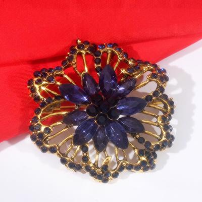 Брошь «Императрица» вспышка, цвет синий в чернёном золоте