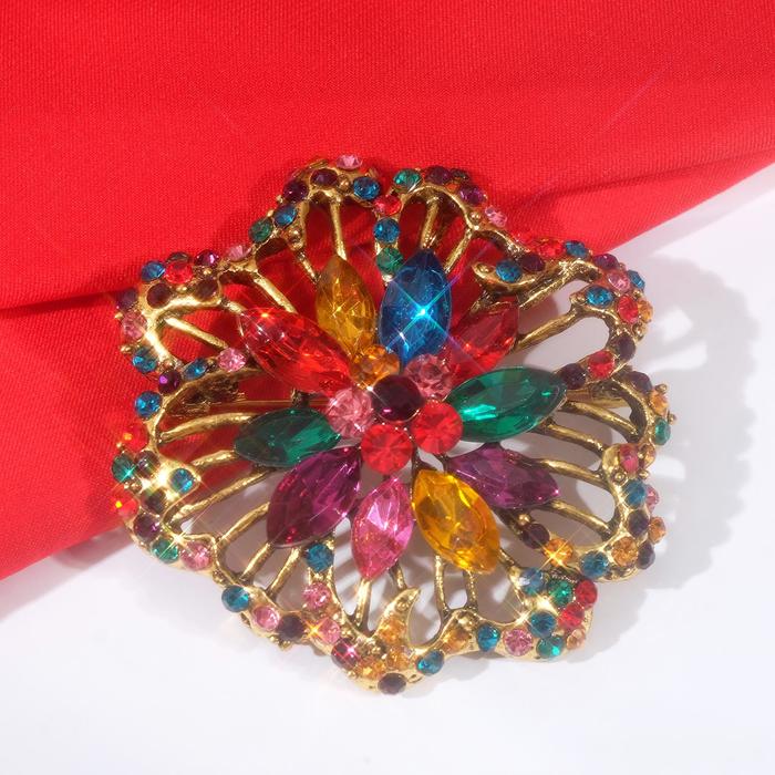 Брошь «Императрица» вспышка, цветная в чернёном золоте - Фото 1