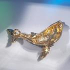Брошь «Кит», цвет сине-зелёный в золоте - Фото 2