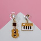 Серьги эмаль «Клавиши и гитара» висячие, цветные в золоте - фото 8571082