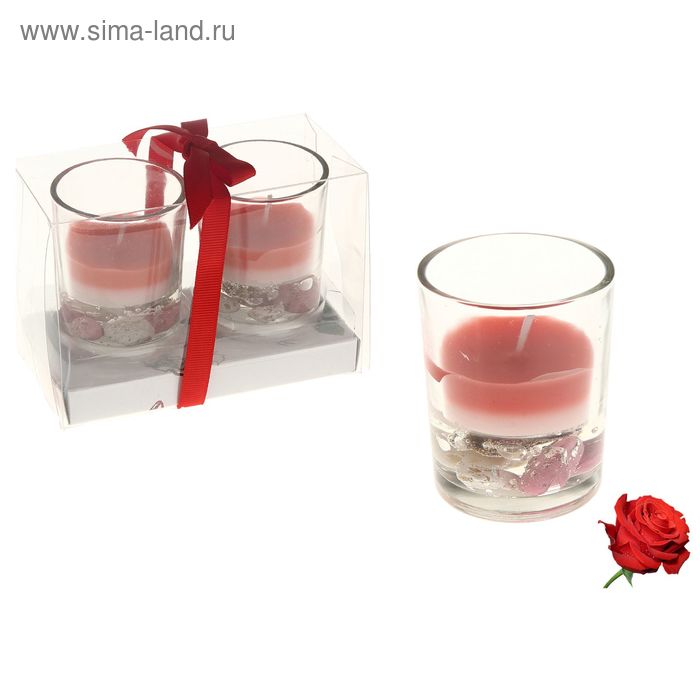Свеча восковая+гелевая (набор 2 шт) "Шот", аромат роза - Фото 1