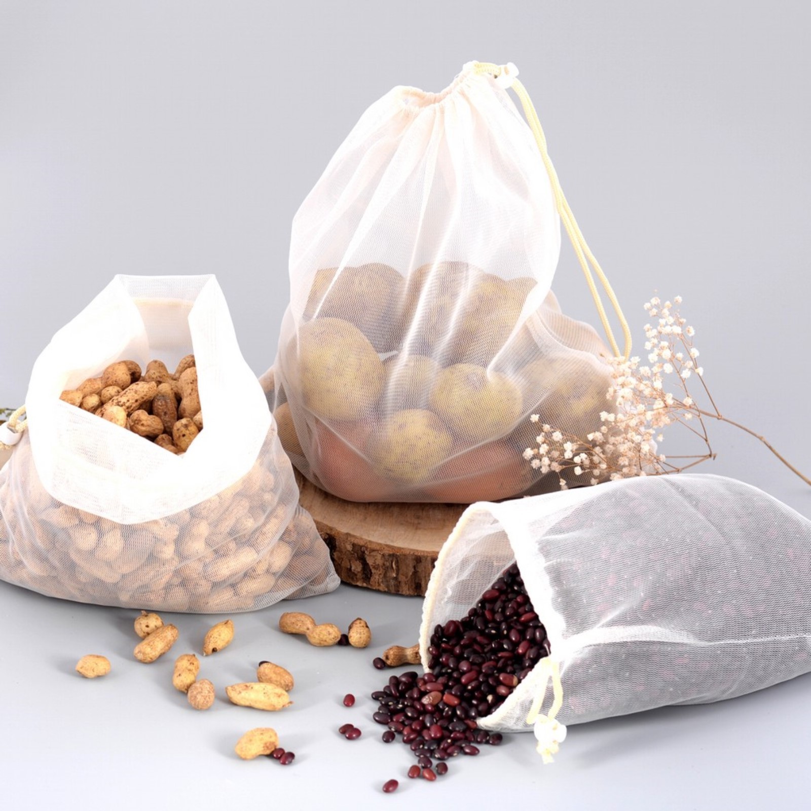 Мешок из полиэстера, 20 × 25 см, на 2 кг, с завязками, прозрачный ...