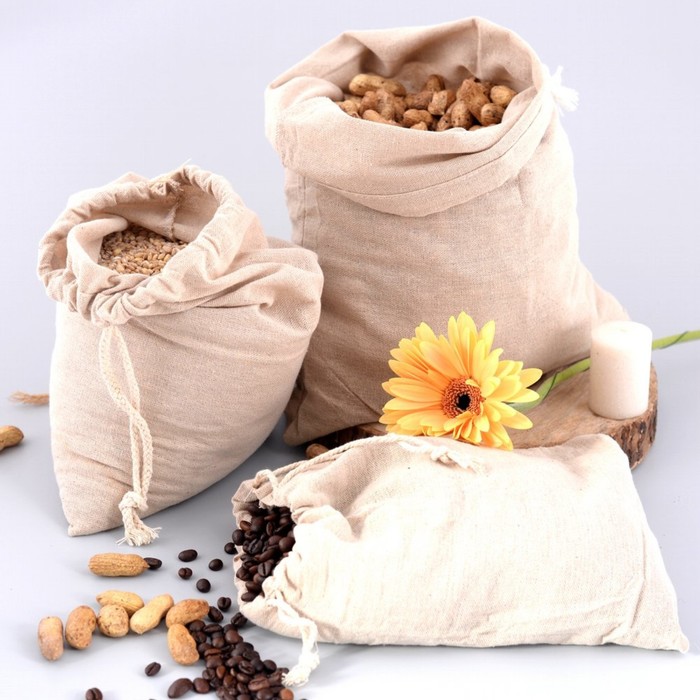 Мешок хлопковый, 20 × 25 см, на 2 кг, с завязками, бежевый - Фото 1