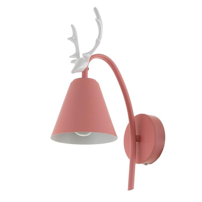 Бра "Олень" 1хE27 40Вт розовый 22х12х34,5 см - Фото 1