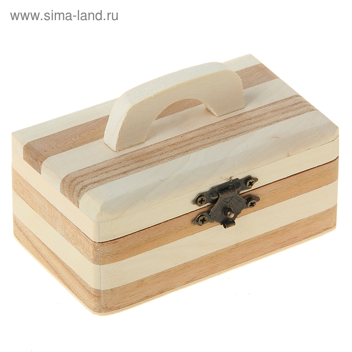 Шкатулка дерево "Полосатая" с ручкой 7,5х6,5х11 см - Фото 1