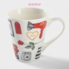 Кружка Доляна «Котик», 320 мл, фарфор, белая - Фото 3